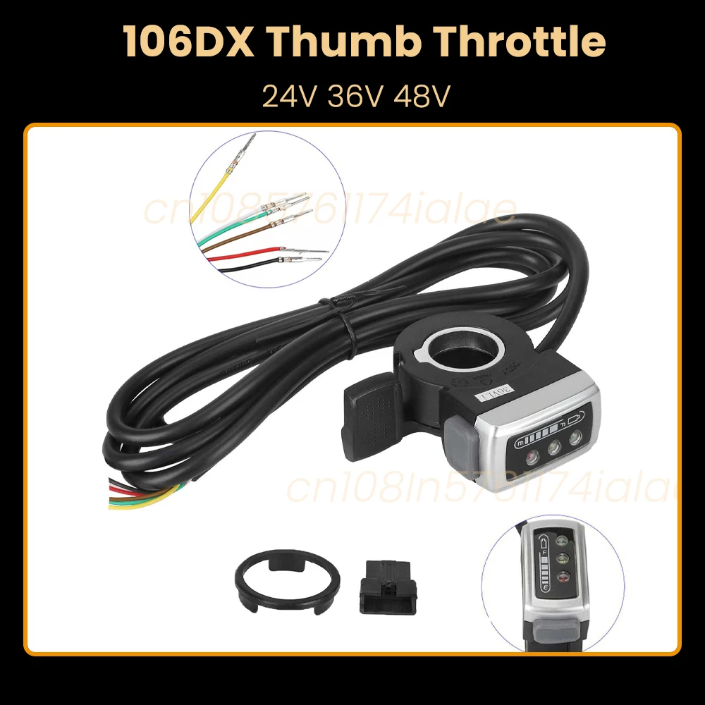 

24V 36V 48V 106DX Thumb Throttle For Electric Bike With Switch Battery Status Finger Throttle Accelerator Handle