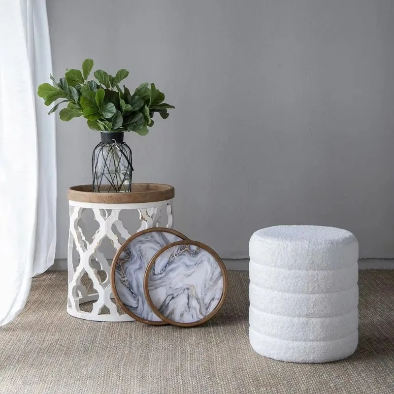 French Country Home Decor Collection (for living rooms) includes artificial plants, vases, trays, stools, side tables