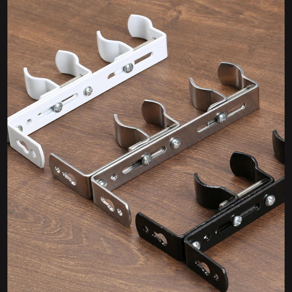 Adjustable Curtain Rod Bracket Heavy Duty Stainless Steel Wall Mounted Support For Single Double Pole Window Hardware
