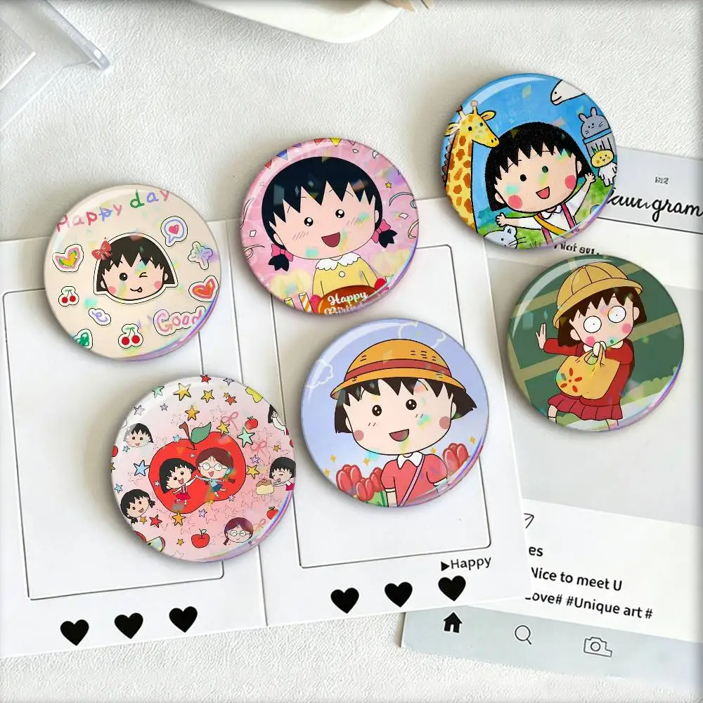 Maruko-chan  Laser Badge Creative Pins Brooch for Bag Clothes Hat Decor Gifts Fans Collect