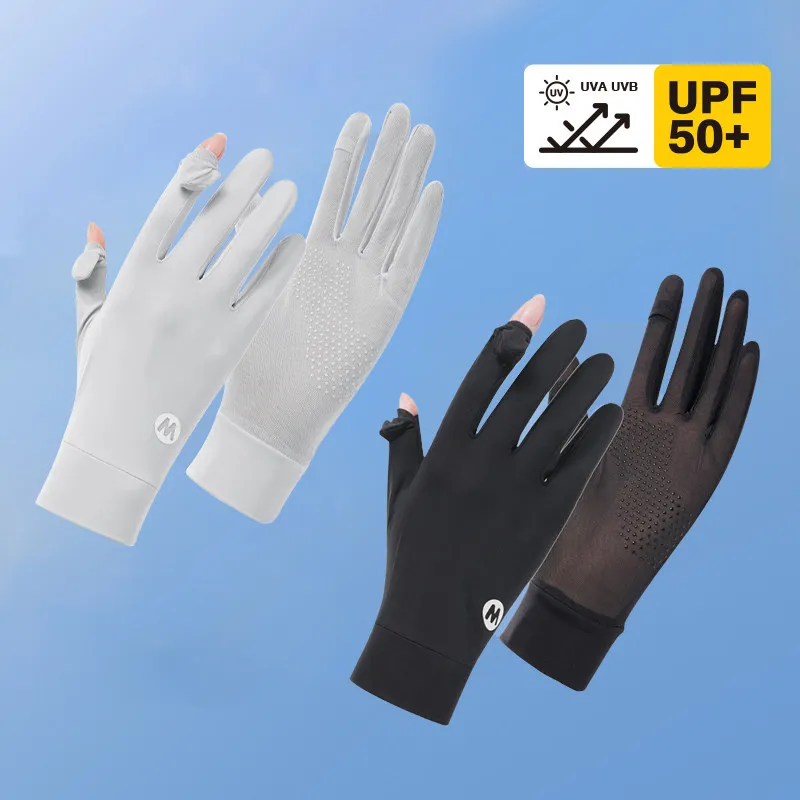 Ice Silk Sun Protection Gloves for Women, Summer Thin Style, Anti-Uv, Suitable for Driving and Cycling Electric Vehicles, Non-Slip Sleeves, Touch Screen Compatible [2 Pairs, Washable Set] Real Ice Silk Cooling Technology Upf50+