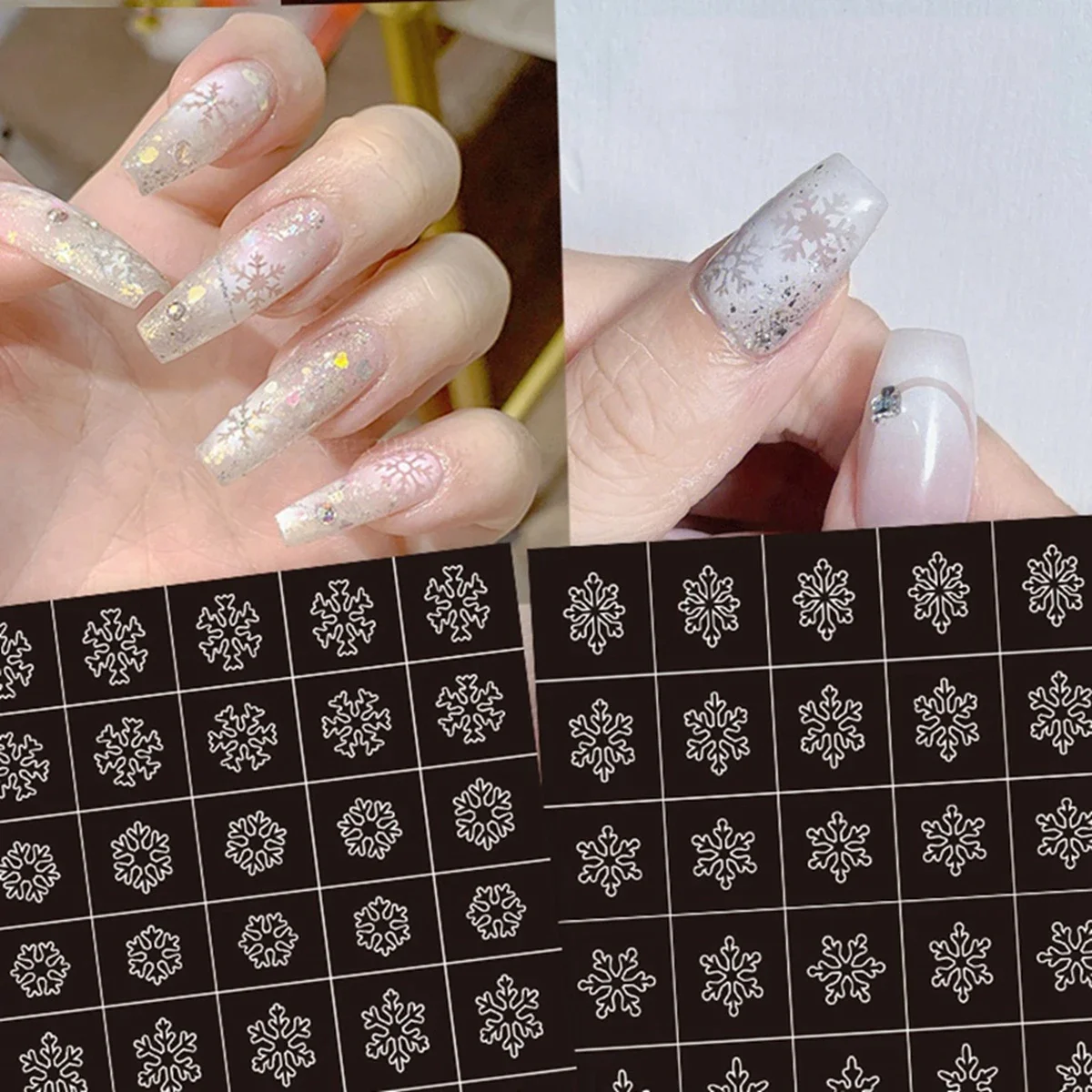 Hollow Snowflake Nail Art Stickers Spray Painted Christmas Style Love Cross Bow Snowflake Pattern Nail Decoration Decals