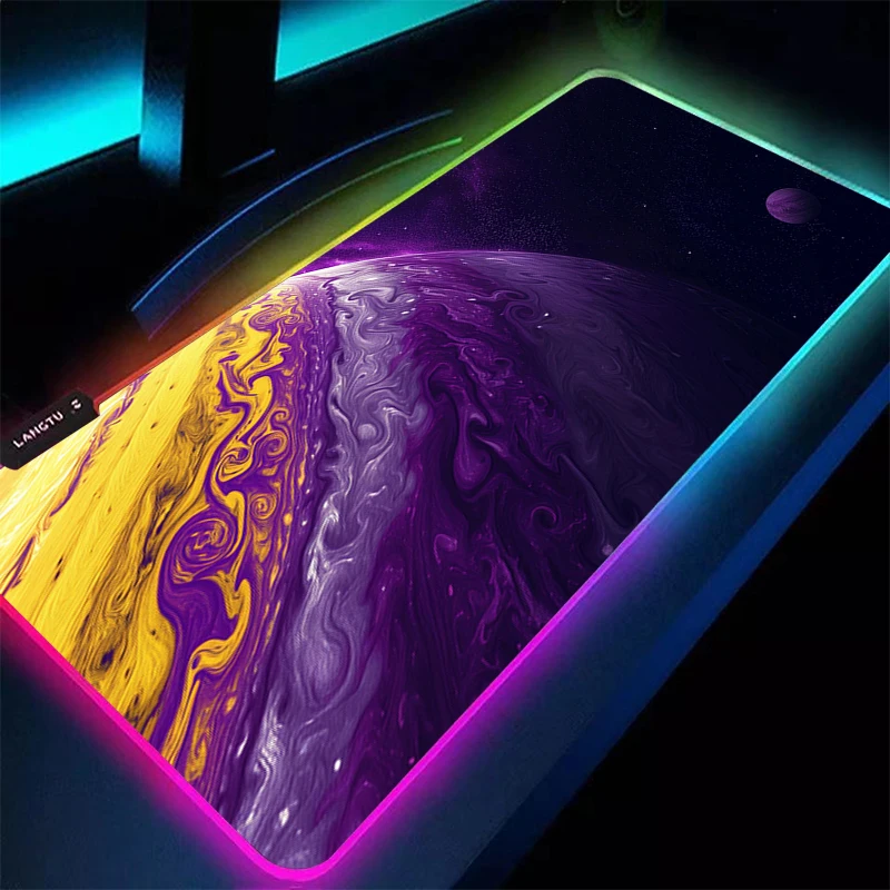 

E-sports Mouse Pad Smooth Flexible Rubber Gamer Star RGB PC Computer Space Galaxy Keyboard Pad LED Laptop Kawaii Planet Mousepad