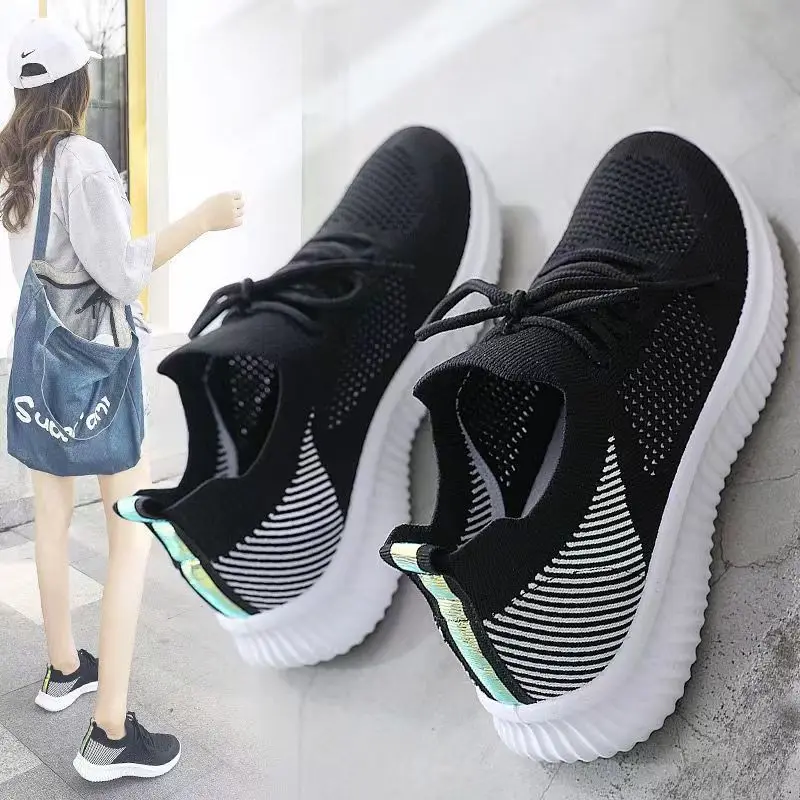 кроссовки мужские Summer Womens Shoes Sneakers Flats Sport Footwear Shoes Female Lightweight breathable Outdoor knitting Shoes