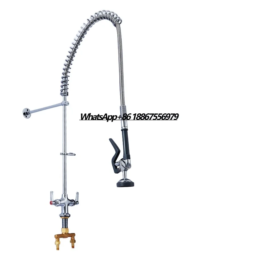 

China Wholesale Double Handle Pull Out Spray Pre Rinse Tap Commercial Kitchen Mixer Faucet for Restaurant