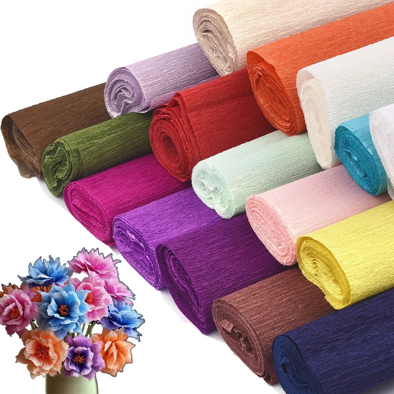 50x250cm Crepe Paper Colored Roll Origami Crinkled Crepe Paper Craft DIY Flowers Decoration Gift Wrapping Thickened Paper Craft