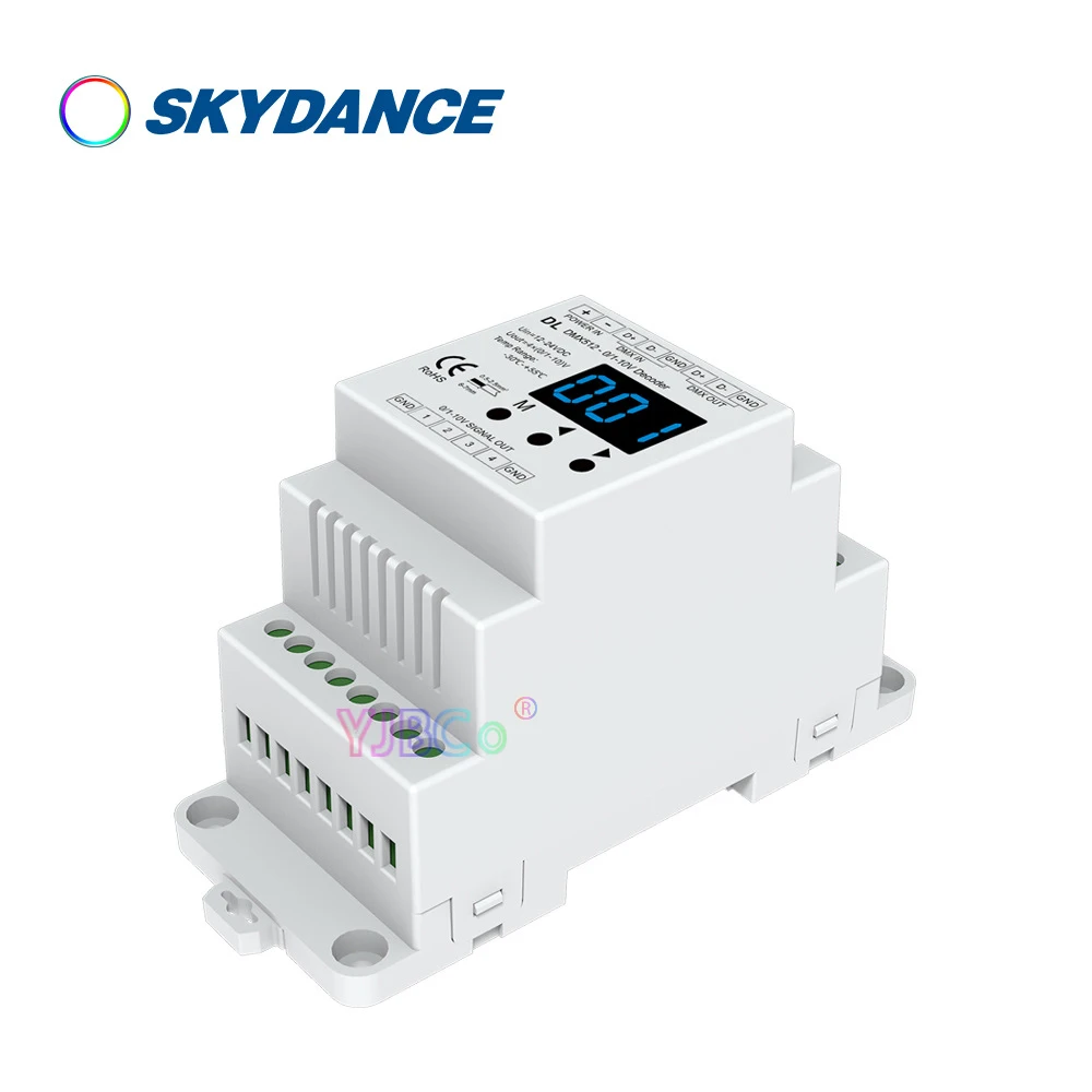 Skydance 0-10V Din Rail 4 Channel DMX 512 Converter 1-10V RGB RGBW single color dimmer 12V-24V 4CH DMX RDM Signal Decoder DL