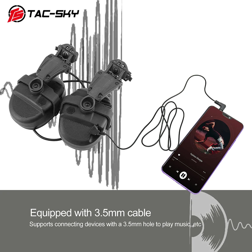 TS TAC-SKY Bracket Headset Active Noise Cancellation Hearing Protection Shooting Headset Compatible with Ops-Core FAST Helmet