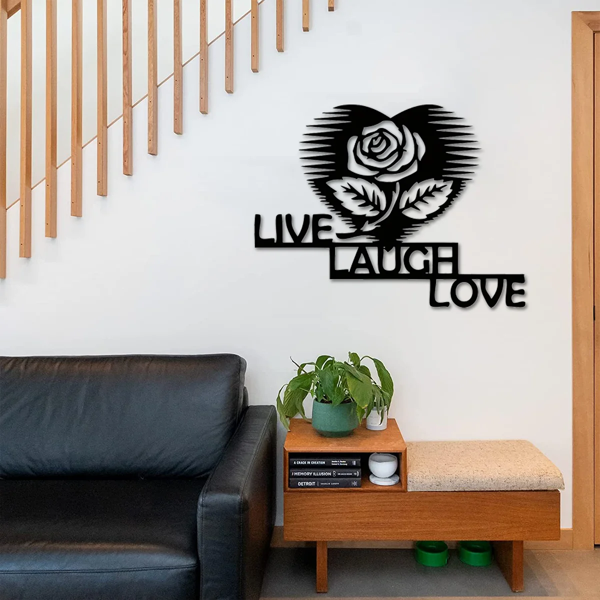 

Flower Live Laugh Love wall mounted Decor Sign Metal home decor Art Wall Hanging Ornament Housewarming Gift Idea Outdoor Sign