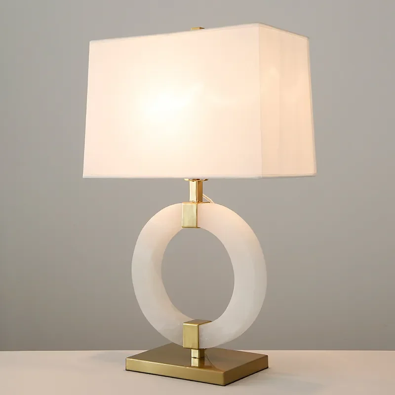 New Chinese Style Luxury Marble Led Lights Fixture Bedroom Beside Lamps Study Eye Protection Book Lighting Modern Novelty Light