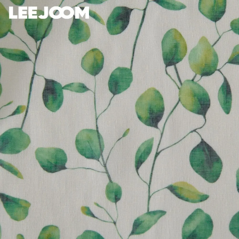 LEEJOOM Curtain Valance Green Leaves Floral Pattern Short Curtain Tulle Curtain for Living Room Kitchen 1PC