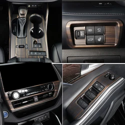 Decoración Interior de madera de melocotón para coche Toyota Highlander 2020 2021 2022, consola de instrumentos, engranaje, cubierta de taza de agua, adornos de ventilación