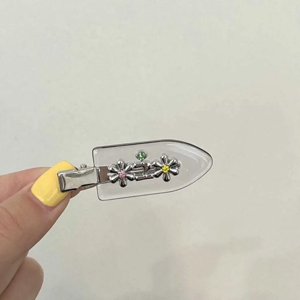 

Creative Rhinestones Traceless Hairpin Metal Flower Acetate Hairpin Korean Style Barrettes Makeup Hair Clip Kids