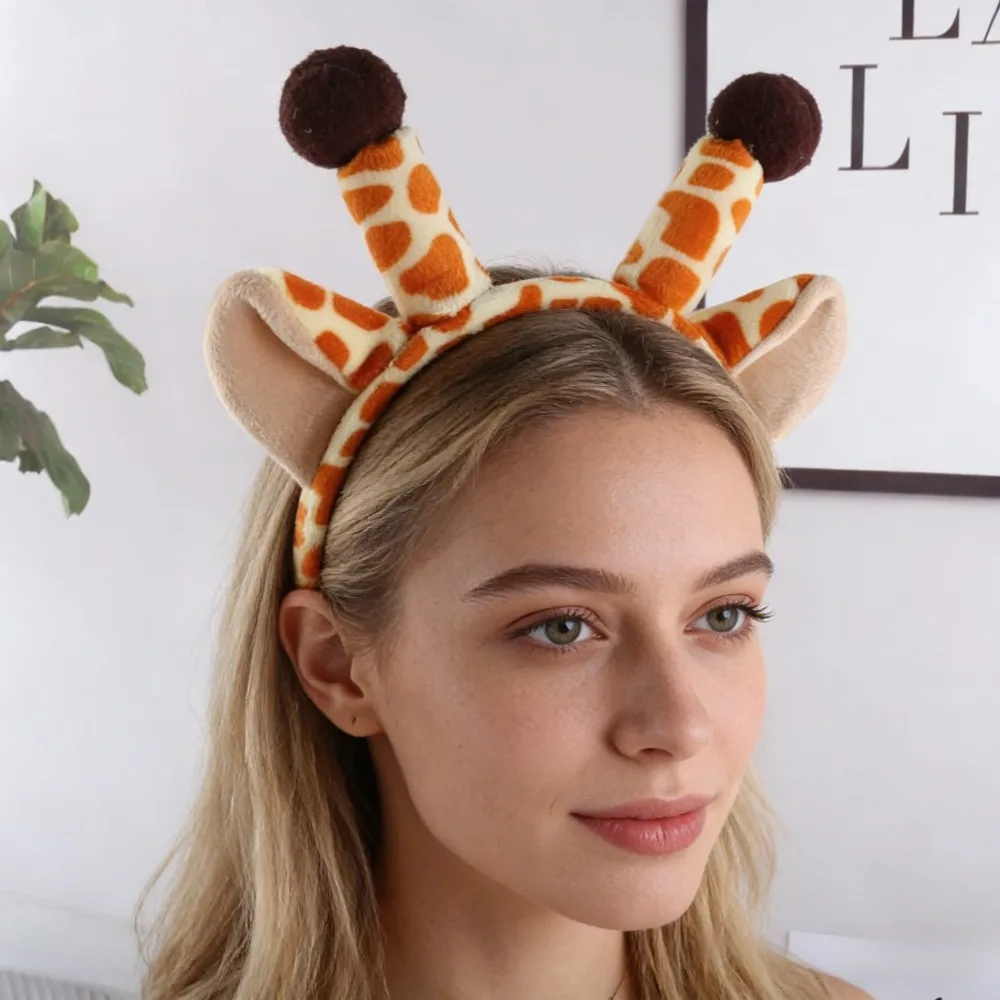 

Повязка на голову с ушками жирафа, эластичный ободок для волос, головной убор для вечеринок, костюмов на Рождество, Хэллоуин, косплея
