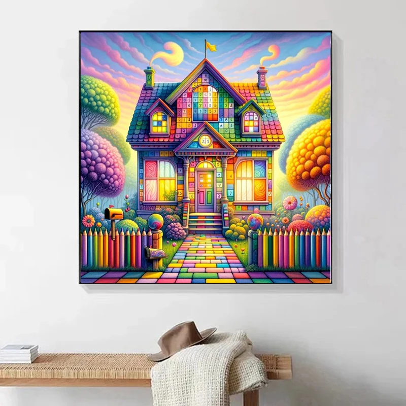 5D DIY Crystal Diamond Painting City Full Fairy Dust Drill Mosaic Kit Landscape Castle Diamond Embroidery Rhinestones Home Decor