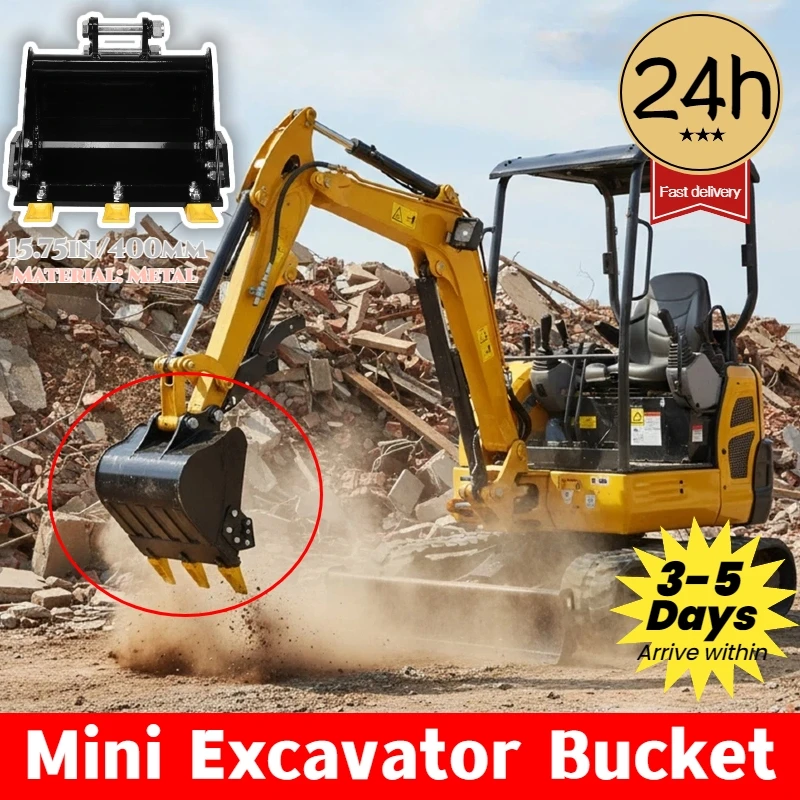 

Mini Excavator Bucket Trench Digger with Metal Teeth for 0.8-1.8 Ton Excavators, Digging Bucket with Manganese Steel Attachment