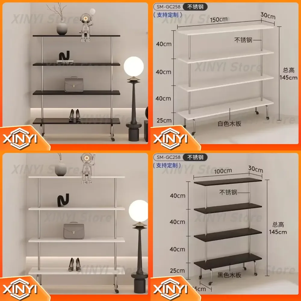 Shoes Display Rack for Mobile Pulley Bag Rack for Women Multi-layer Floor Standing Shoe Organizer Storage Shelf Home Office