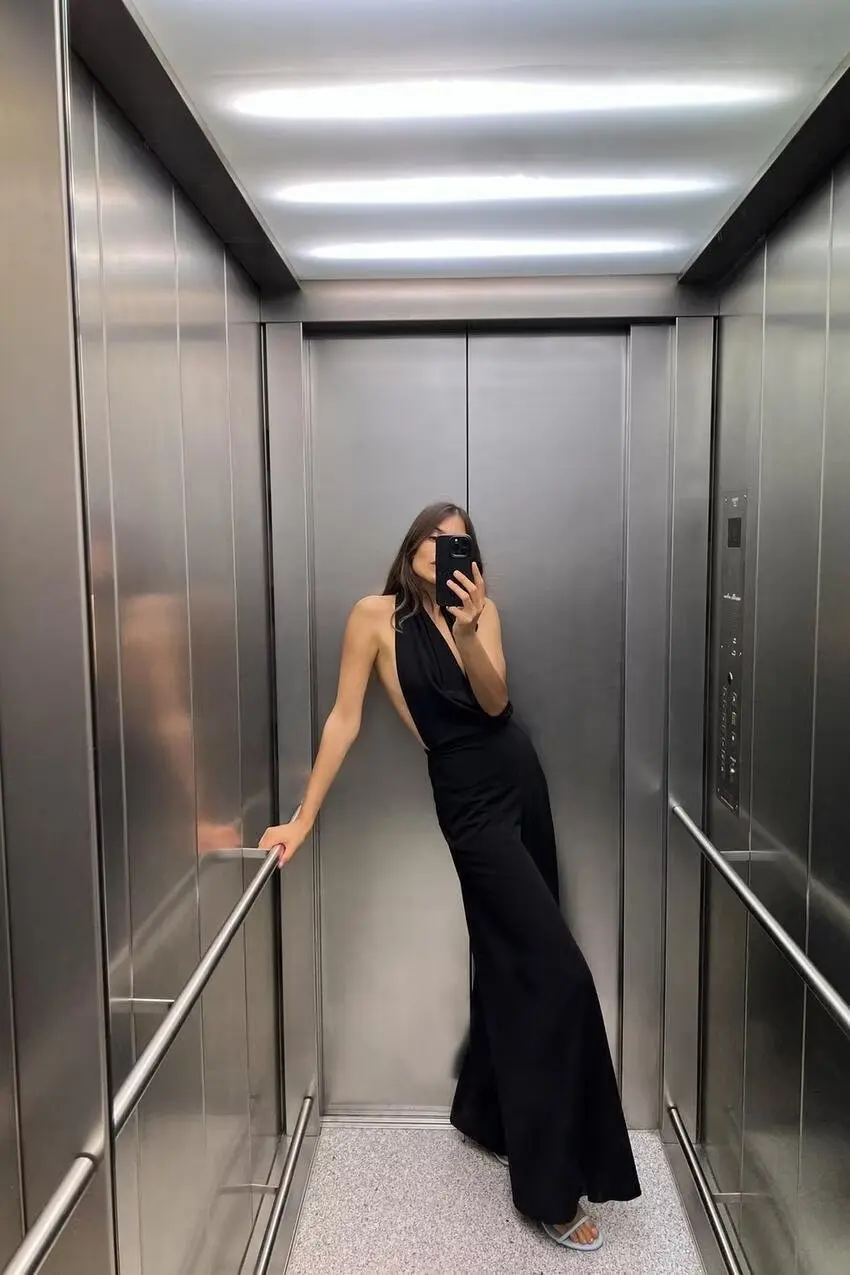 

Sexy Bal Wide Leg Jumpsuit Hanging Ne Line Gauze Strap High Waist Long Pants for Women New Arrival Summer 2024