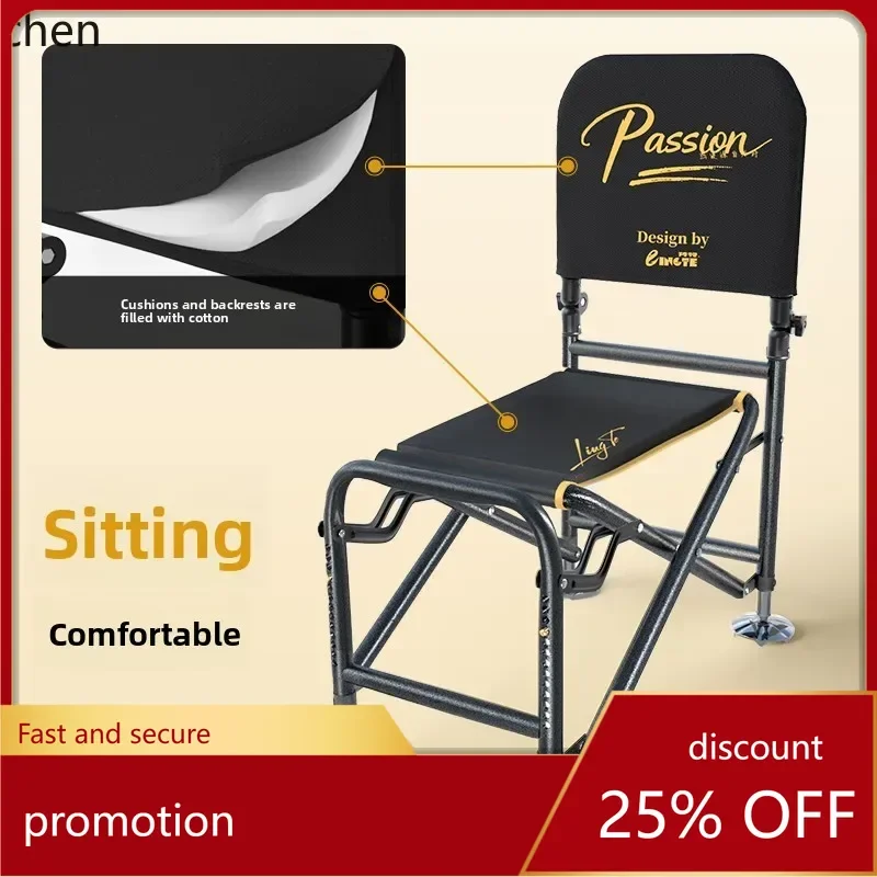 

ZMLFishing Chair Multi-Functional All-Terrain Wild Fishing Black Pit Folding Portable Fishing Stool Rider Chair