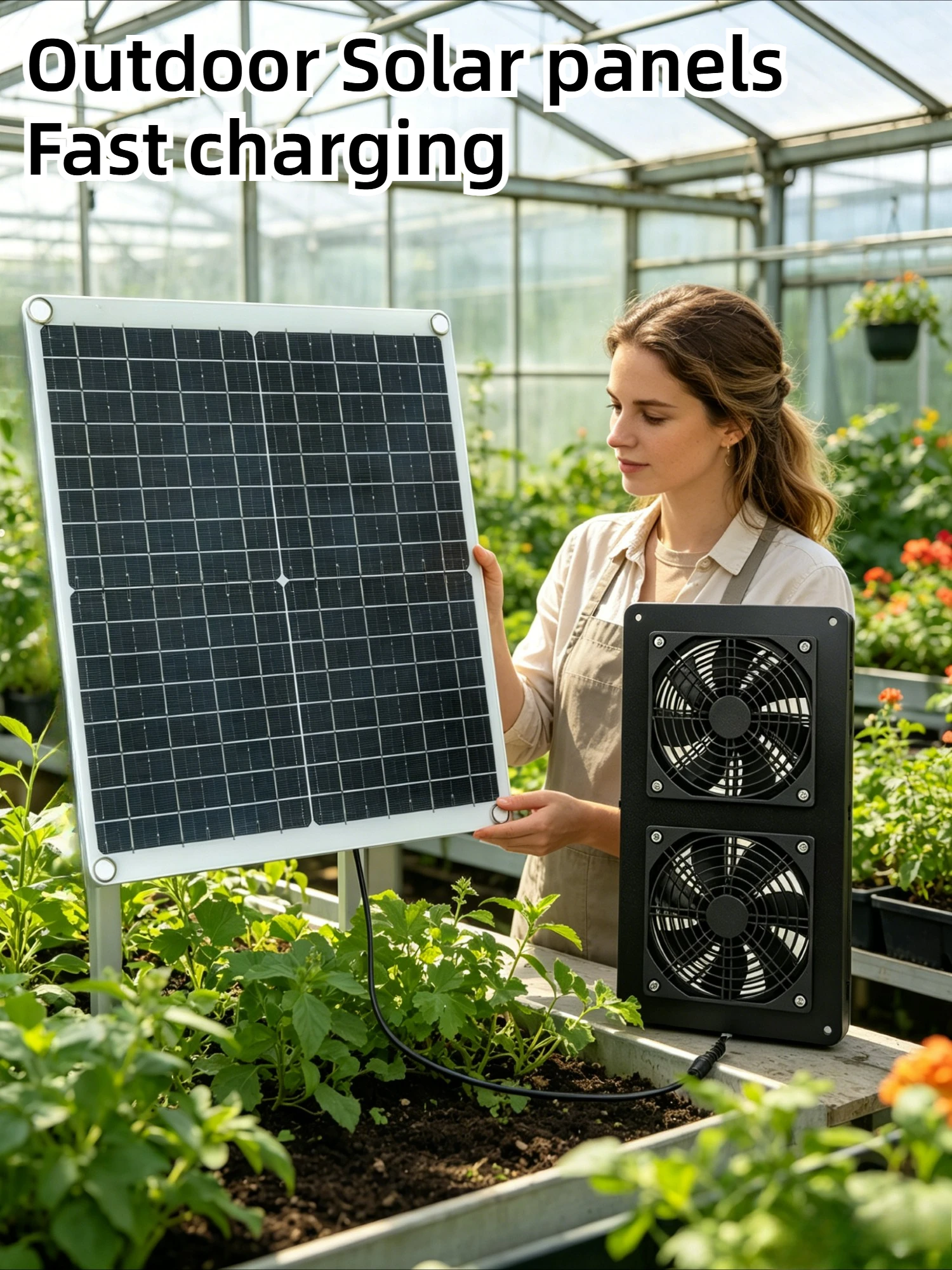 

30W Monocrystalline Solar Powered Dual Fan IP65 Waterproof Outdoor Air Cooling for RV Greenhouse Chicken Coop Pet House Shed