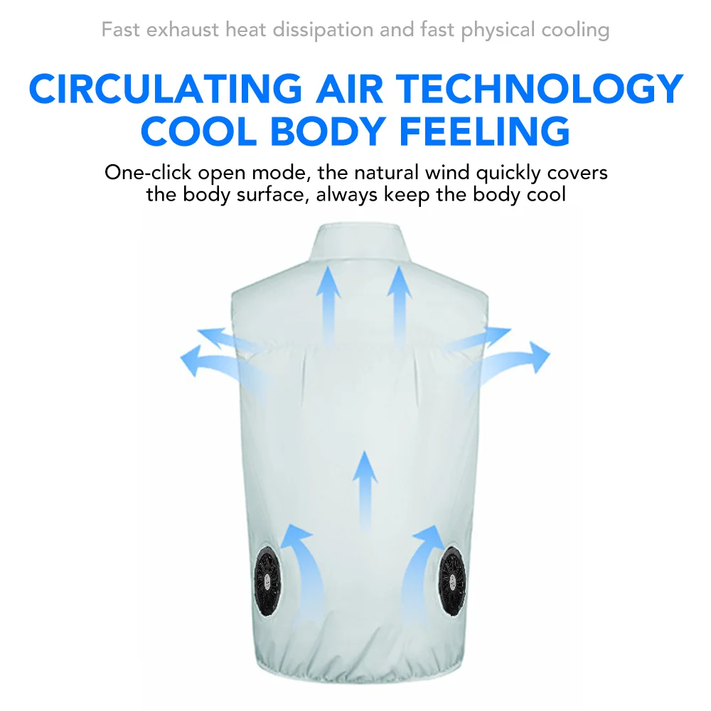 Chaleco refrescante de pesca de verano, ropa con aire acondicionado con carga USB, chaleco con ventilador portátil ajustable de 3 velocidades para trabajo de alta temperatura