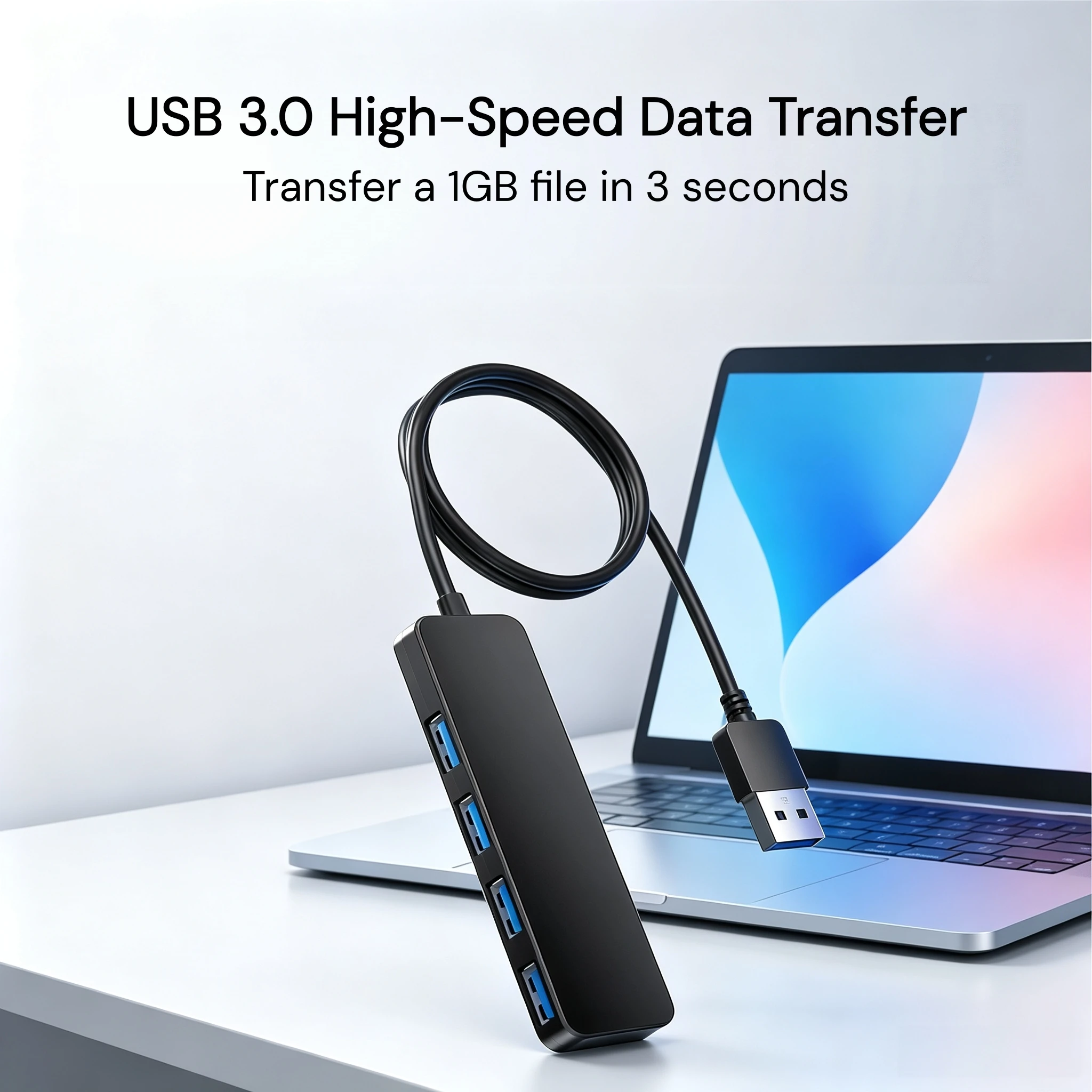 USB Hub 3.0 High Speed 4 Port 5Gbps 120CM Long Cable Powered OTG for Keyboard Mouse MacBook Laptop PC Desktop Splitter Adapter