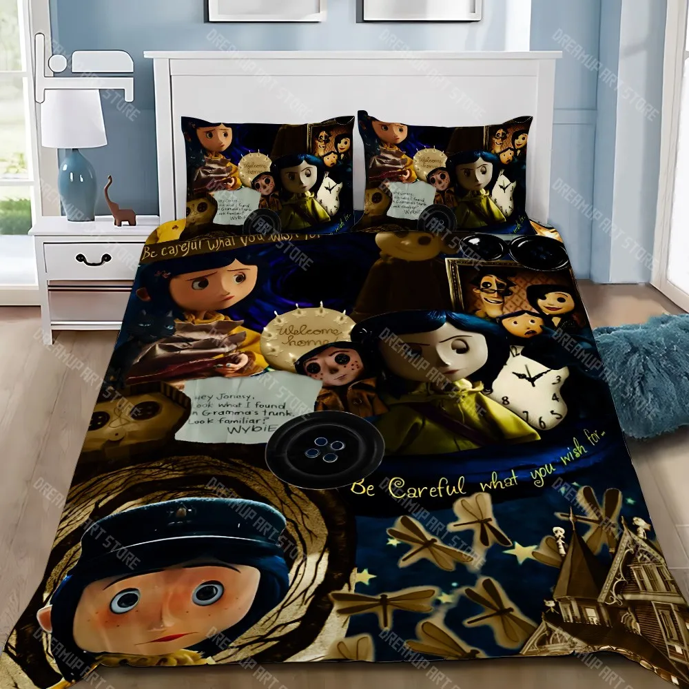 

Cartoon Duvet Cover Pillowcase Bedding Set Adult Boy C-coraline Girl Bedroom Decoration Children Gift Single Double Large Size