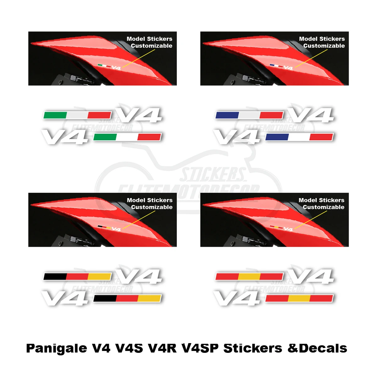 

Для Ducati Tricolor Design логотип Panigale V4 V4R V4S V4SP V4 задний обтекатель наклейка заднее сиденье на заказ модель наклейки