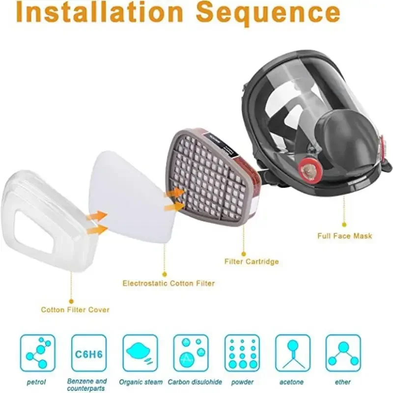 6800 Gasmasker Anti-Fog Full Face Respirator Industrieel Schilderij Spuiten Gasmasker Veiligheidswerk Filter Formaldehyde Bescherming