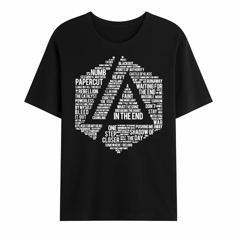 2024 Nostalgic Casual Cotton Men\'s T-Shirt Linkin Memory Fragments Mixed into One Theory Park Print Oversized Hip Hop Tee S-3XL