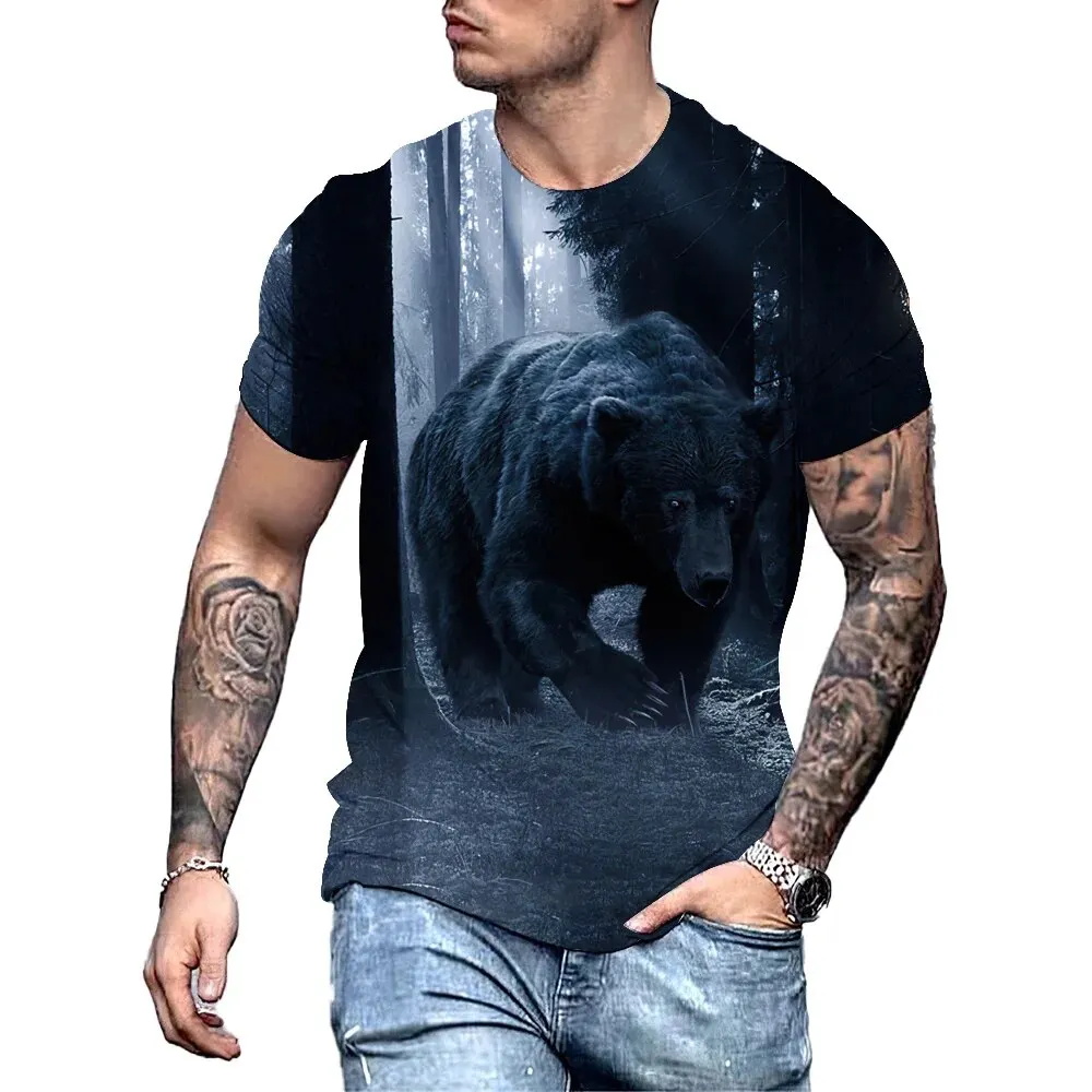 Summer Bear 3D Print T-Shirts Streetwear Casual Men Women Fashion Oversized Short Sleeve T Shirt O-Neck Kids Tees Tops Clothing