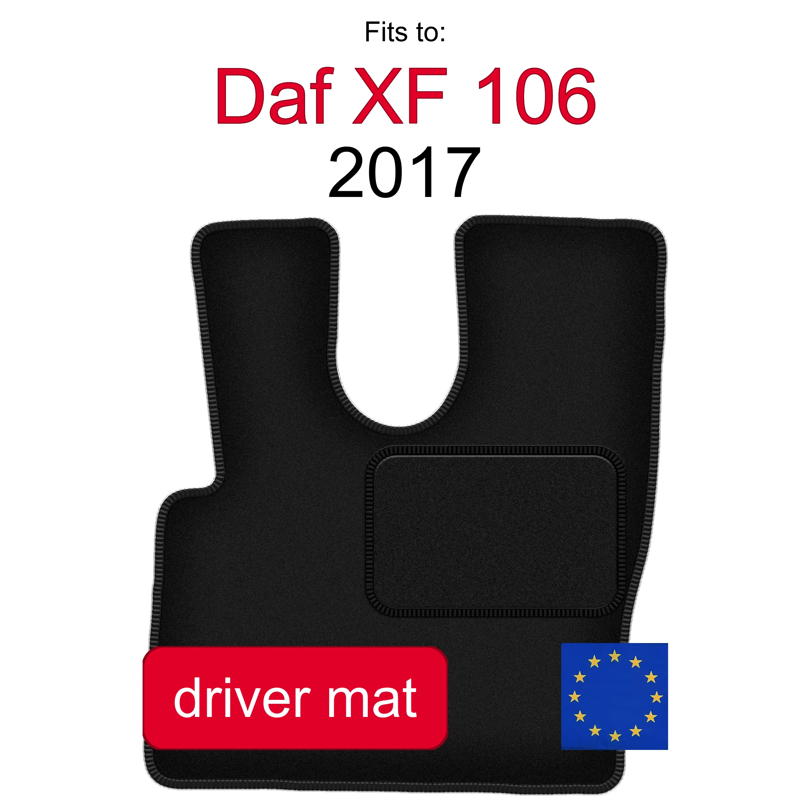 Bestuurdersvelourmat voor Daf XF 106 (2017) automaat (1 st.)-Zwart