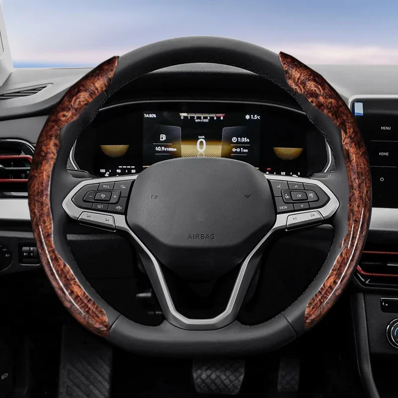 Suitable for Volkswagen Wood Steering Wheel Cover Segmented Polo Golf 6 up Gol Scirocco Passat B6 B8 Sedan Jetta Tayron Tavendor