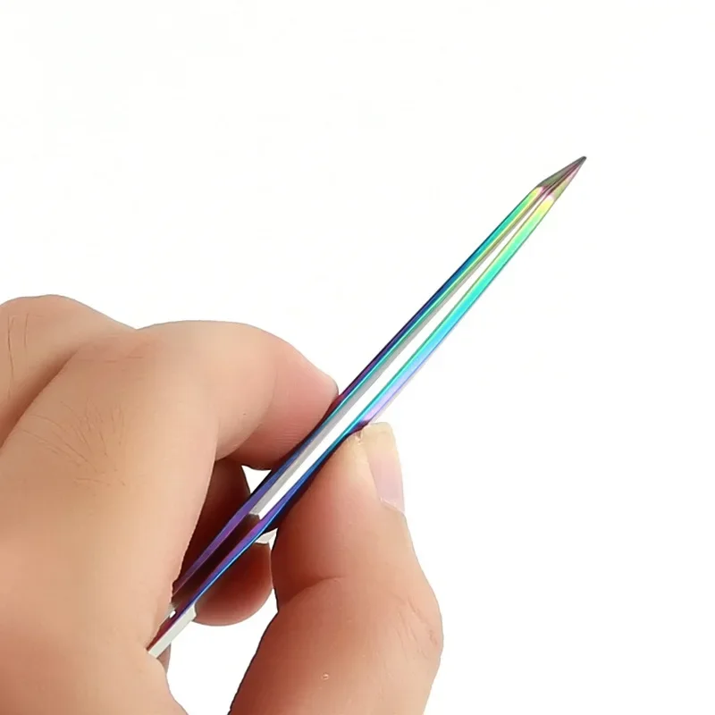Pinzas para pestañas de arcoíris, pinzas antiestáticas para extensión de pestañas, pinzas para cejas, curvadas, rectas, excelente cierre