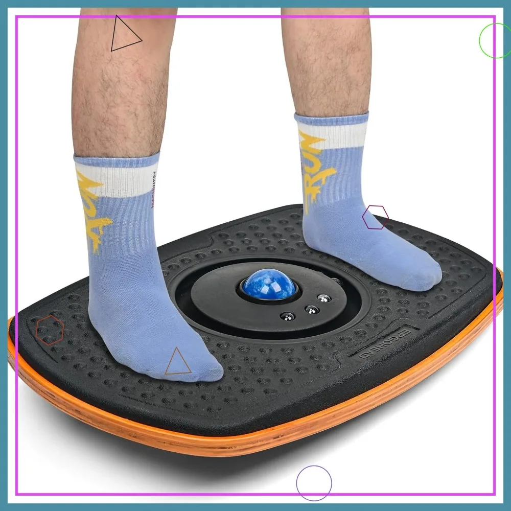 

360° Rotating Wooden Wobble Board for Standing Desk, Office, Home & Gym - Anti-Fatigue Mat