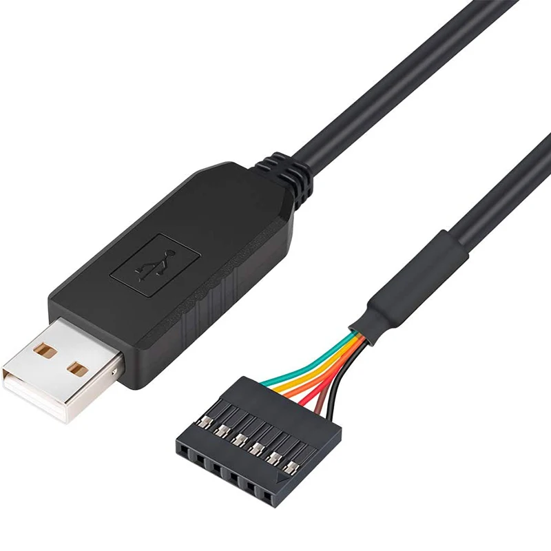 USB para TTL Serial 5V Cabo Adaptador, 0, 1 Polegada Pitch, Cabeçalho de soquete feminino, UART, IC, Chip FT232RL, Windows 10, 8, 7, 6 Pin