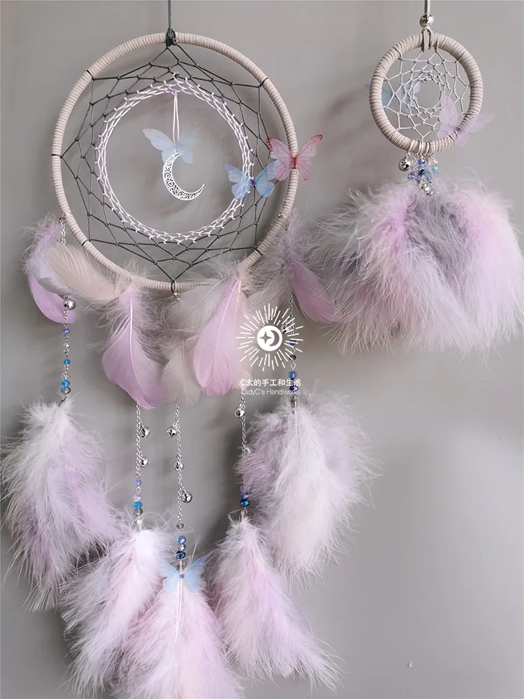 

Pink Purple Gray 20cm Original Handmade Dreamcatcher with Material Package Home Wall Hanging Wall Pendant Gift Box