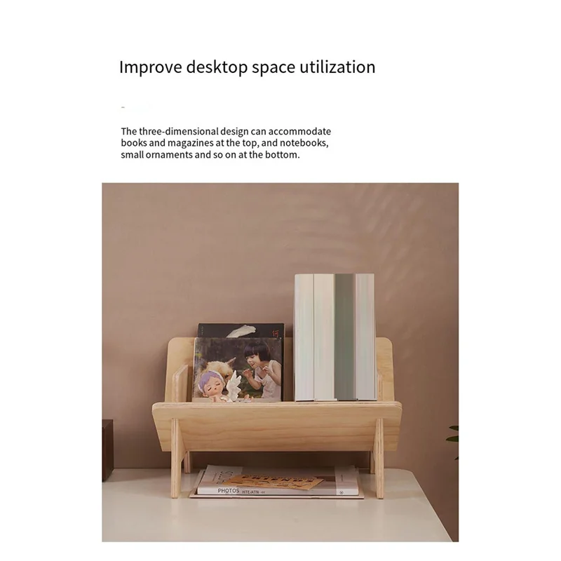 

Wooden Tilted Tabletop Bookshelf Kids Bookcase Rustic Desktop Storage Organizer Display Bookshelf Durable