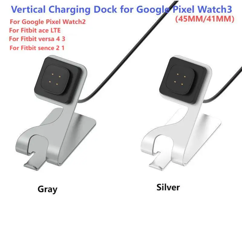 Matal Stand Charging for Google Pixel Watch3 41 mm 45mm41 Pixel Watch 2 Charging Station USB A for Fitbit ace LTE /Versa4/Versa3