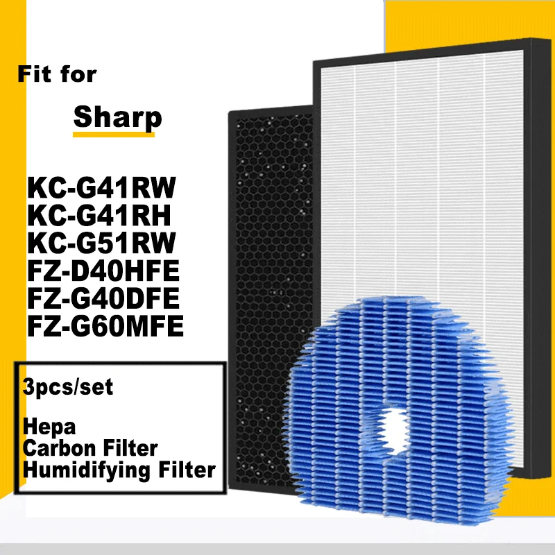 

FZ-D40HFE FZ-G40DFE FZ-G60MFE HEPA Filter Carbon filter Humidifying Filter for Sharp Air Purifier KC-G41RW, KC-G41RH, KC-G51RW