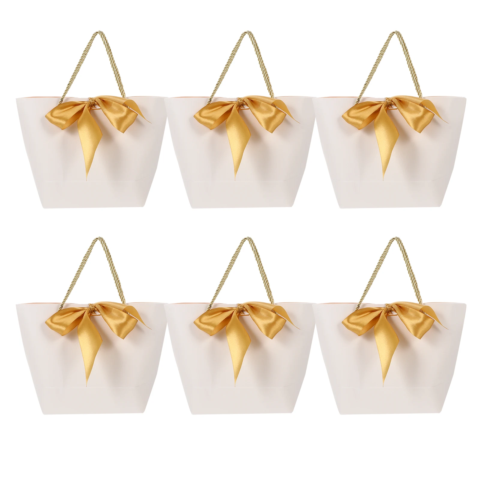 

6 Pcs Shopping Paper Bag Tote Hand Carry Storage Gift Packing Bright Multi Purpose Grocery Retail Travel Home Use