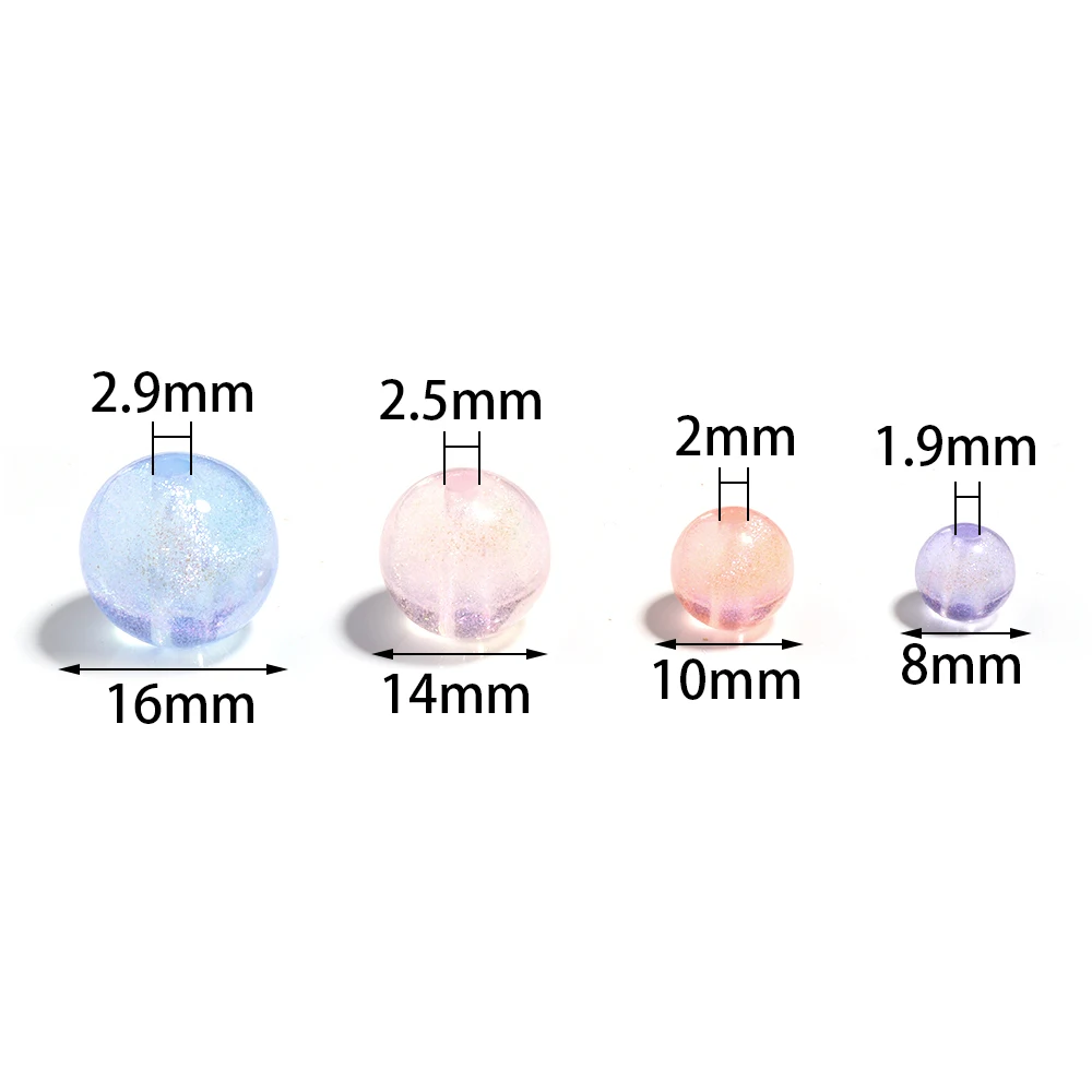 10-100pcs Candy Color Acrylic Beads Plated Color Round Loose Beads For Jewelry Making DIY Bracelet Phone Chain Keychain Supplies