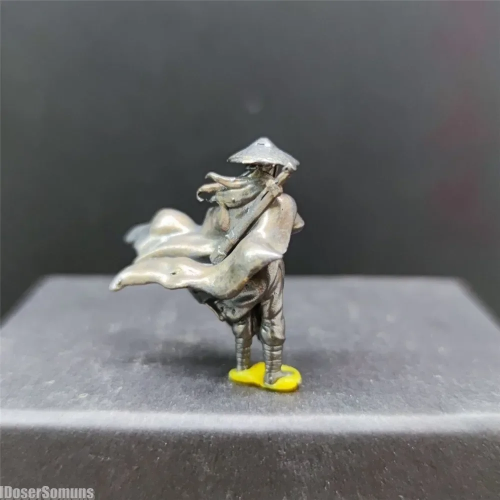 1:64 Copper Chinese Kung Fu Swordsman Figure Small Ornaments Miniature Micro Landscape Bonsai Decoration Sand Table Layout Gift