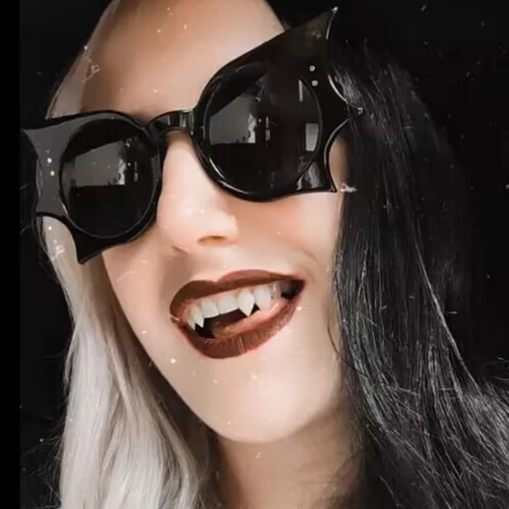 Cosplay Halloween Bat Shaped Sunglasses Novelty UV400 Protection Colorful Goth Sun Glasses Halloween Party Decor Supplies Props