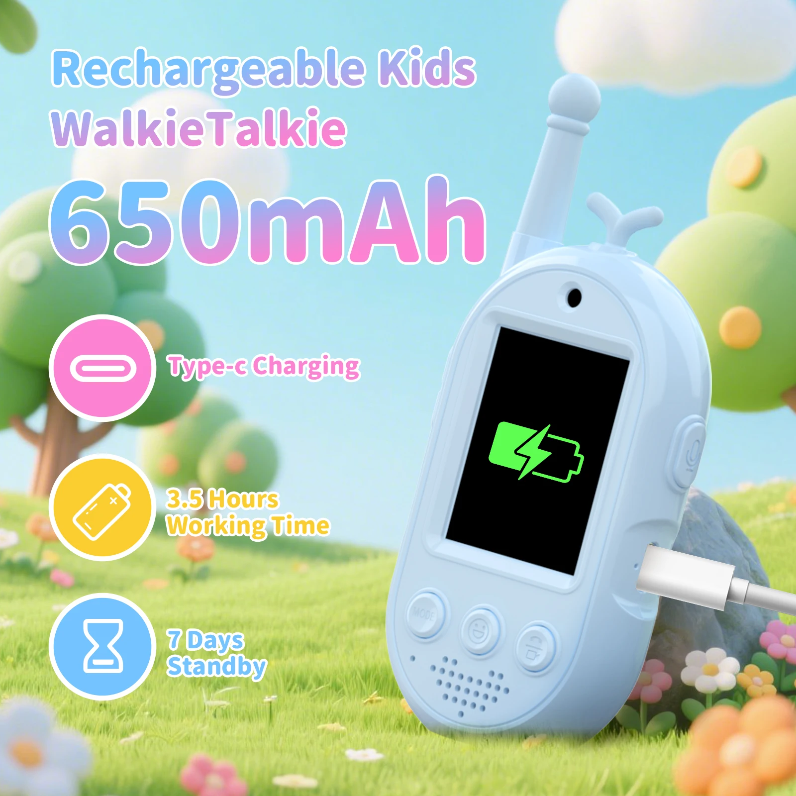 2 sztuki zabawek walkie-talkie dla dzieci, ładowalne zabawki dla maluchów z kamerą HD i zmieniaczem głosu, zabawki interkomowe o dużym zasięgu