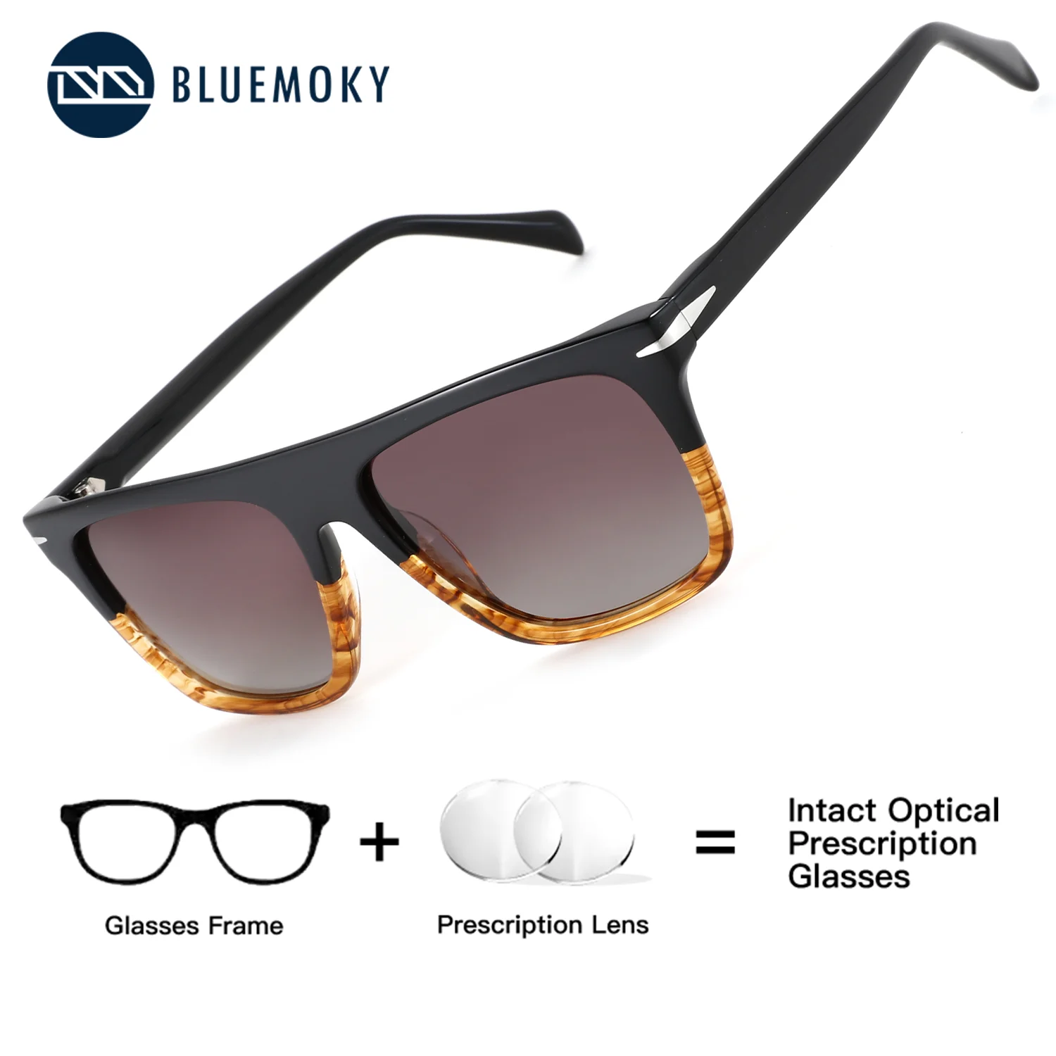 

BLUEMOKY Handmade Acetate Square Prescription Sunglasses Polarized UV400 Protection Progressive Multifocal Glasses Man For Sport