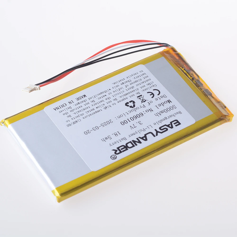Batería recargable 3.7V 5000mAh del polímero de litio Li-ion de 1,25ut 5pin Compatible con 6060100 6065100