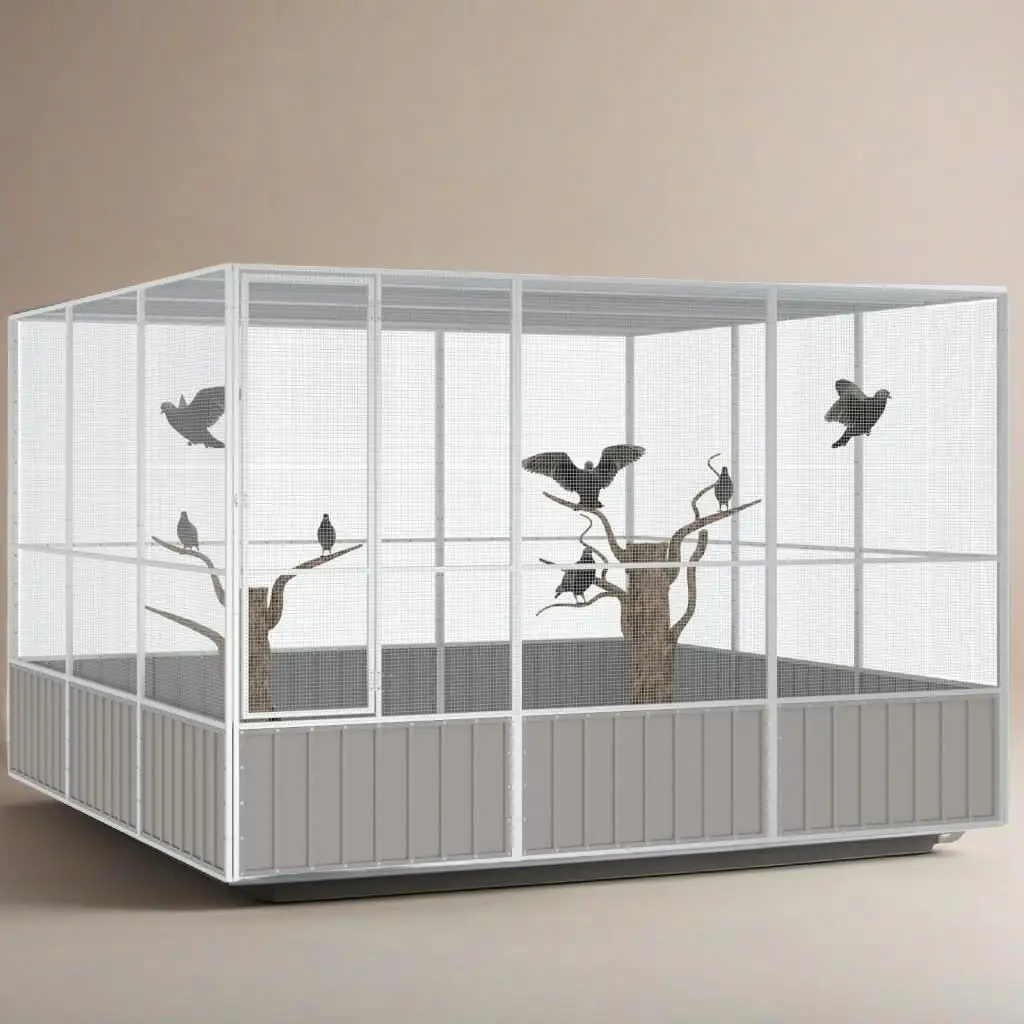 Galvanized Steel Bird Cage - Gray, 119.1x127.8x83.3 cm - Durable Outdoor Aviary for Birds