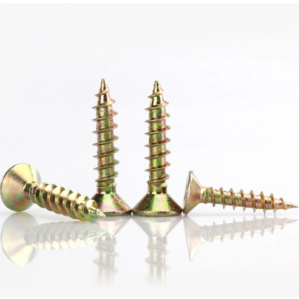 180pcs Self-tapping Screws M4 16/20/25/30/35/40/45/50mm Colored Cross Head Durable Wood Screw for DIY Woodworking Projects