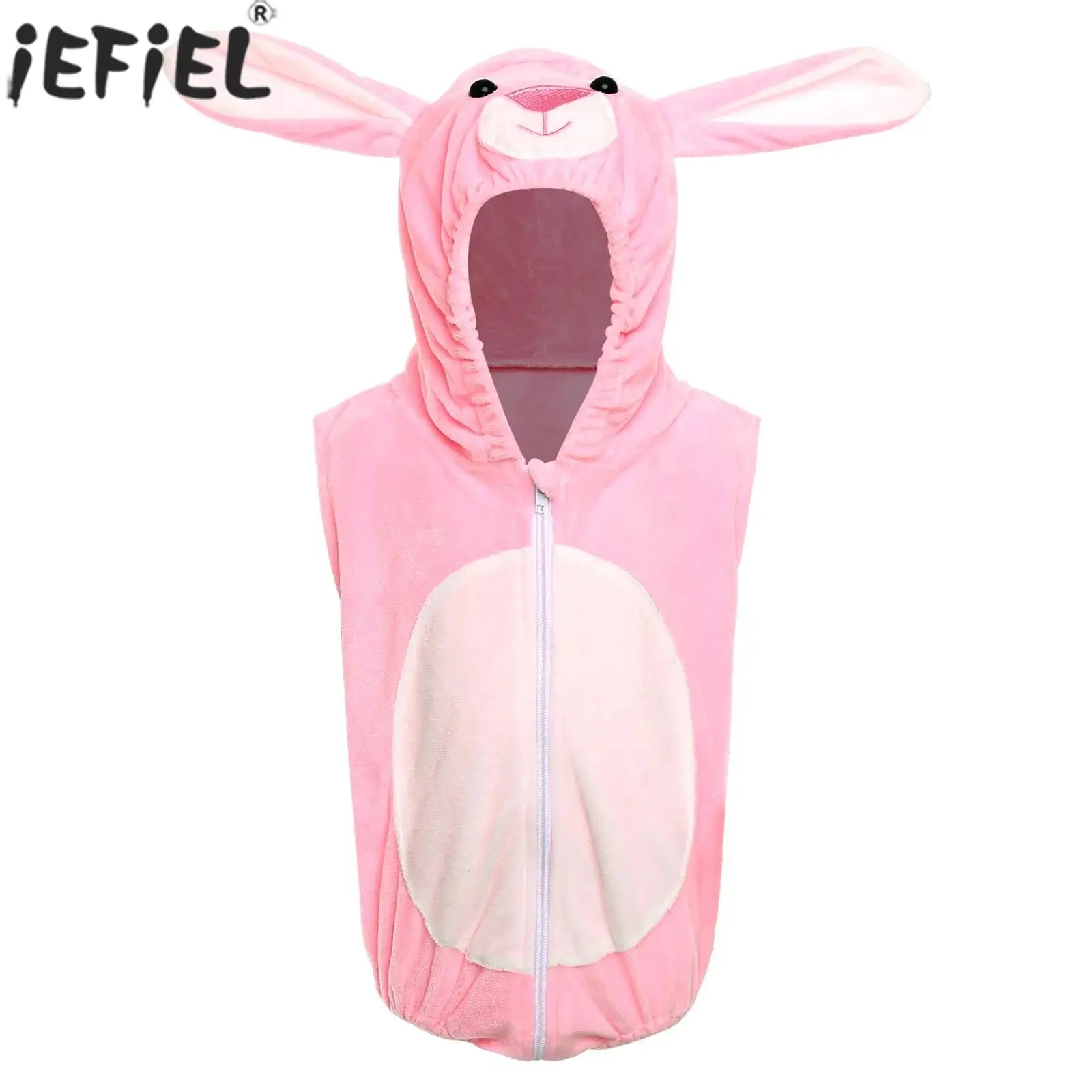 Baby Sleeveless Cute Cartoon Animal Hooded Rompers Zipper Fuzzy Bodysuit for Daily Home Wear Halloween Theme Party Photography